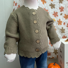 Load image into Gallery viewer, Scallop Edge Knit Cardigan - Olive