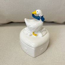 Load image into Gallery viewer, Vintage Duck Trinket Dish with Blue Ribbon - Preloved/Vintage