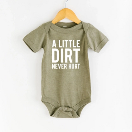 Baby Bodysuit - A Little Dirt - Olive