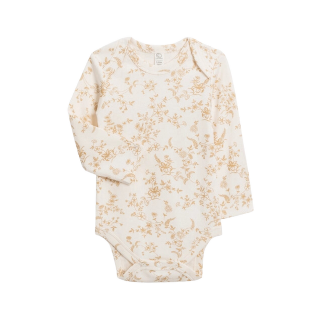 Baby Bodysuit - Long Sleeve - Floral Latte