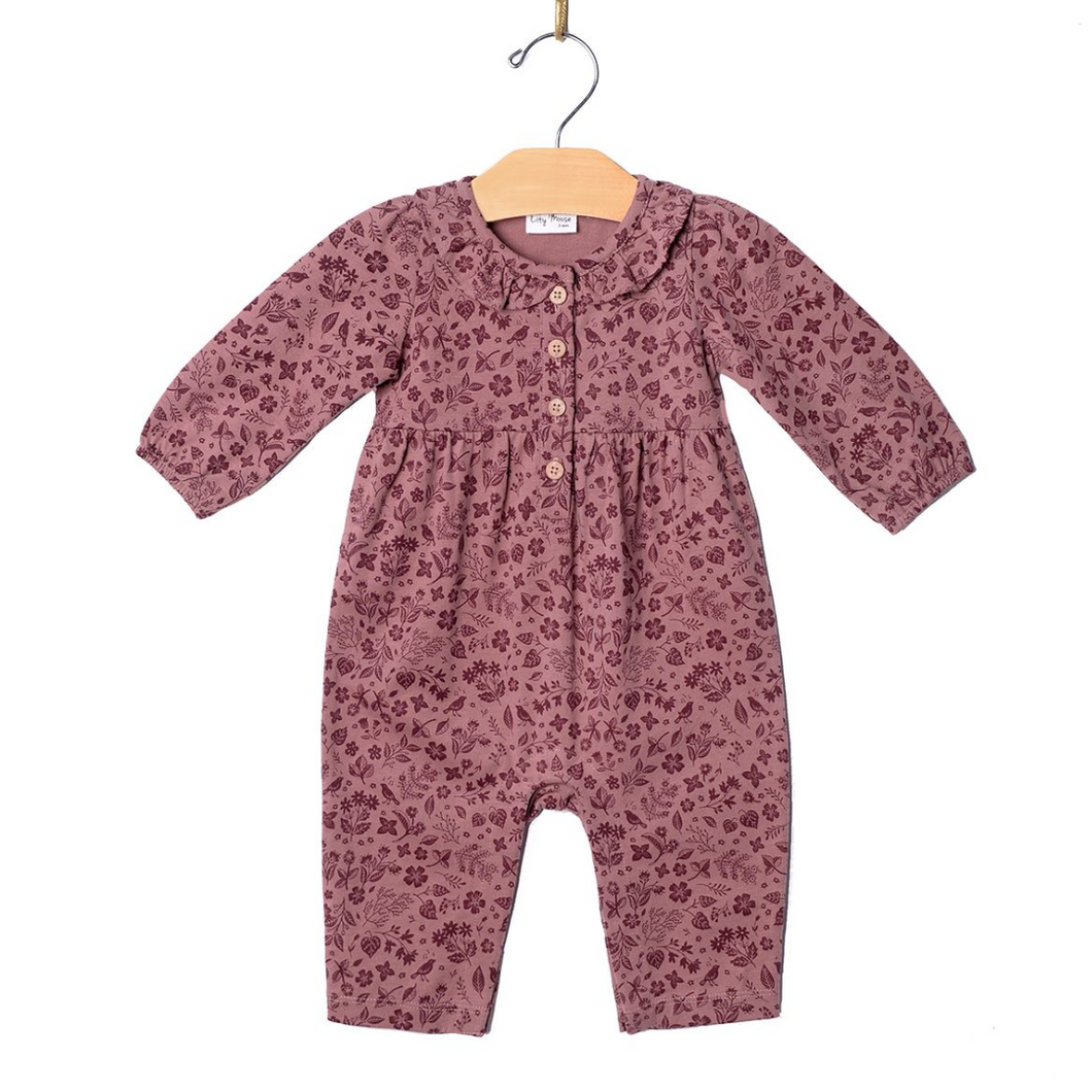 Long Sleeve Jumpsuit - Plum Birds