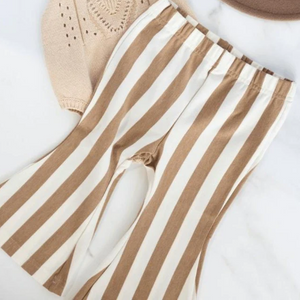 Boho Bell Bottom Pants - Tan Stripes