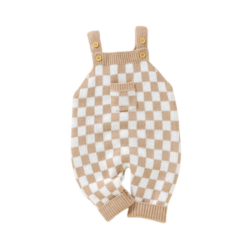Checkered Jumpsuit - Light Brown