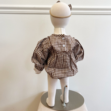 Load image into Gallery viewer, Gingham Bubble Romper - Cocoa