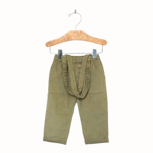 Corduroy Suspender Pants - Olive