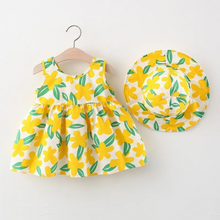 Load image into Gallery viewer, Dress and Hat Set - Yellow Floral