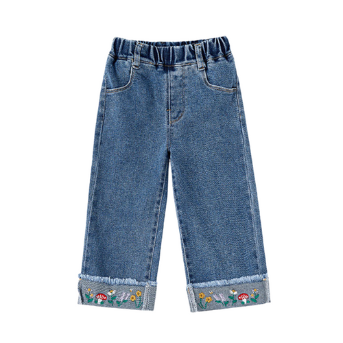 Relaxed Jeans - Embroidered Mushrooms