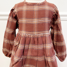 Load image into Gallery viewer, Fall Flannel Puff Sleeve Dress