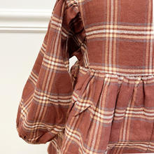 Load image into Gallery viewer, Fall Flannel Puff Sleeve Dress