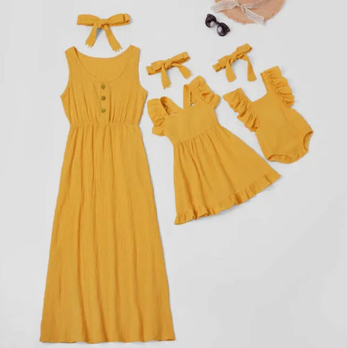 Sleeveless Criss Cross Dress - Golden Yellow