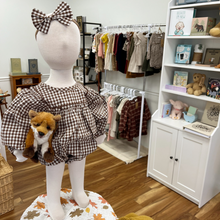 Load image into Gallery viewer, Gingham Bubble Romper - Cocoa