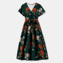 Load image into Gallery viewer, Holiday Floral Dress - Hunter Green - Adult