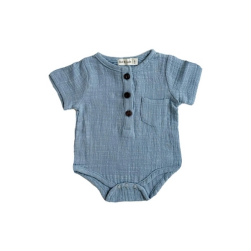 Muslin Baby Boy Romper - Ocean Blue