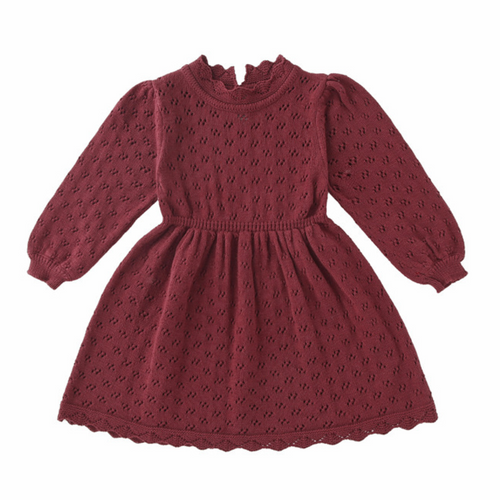 Lace Look Dress - Burgundy