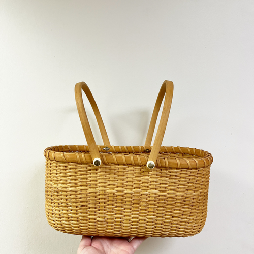 Light Brown Oval Basket with Two Handles