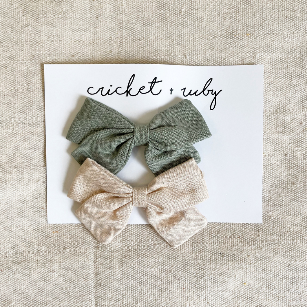 Linen Bows - Clips - Two Pack