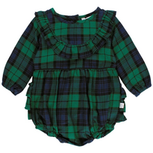 Load image into Gallery viewer, Long Sleeve Bubble Romper - Hunter Plaid