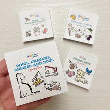 Load image into Gallery viewer, Mini Coloring Book - Dinos, Dragons, Diggers and Dogs
