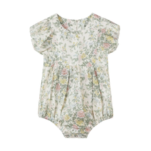 Load image into Gallery viewer, A cotton baby romper (part of a Mommy and Me Matching Design) in a cream, cottage floral pattern on a white background
