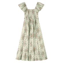 Load image into Gallery viewer, A soft cotton adult women's dress (part of a Mommy and Me Matching Design) in a cream, cottage floral pattern on a white background