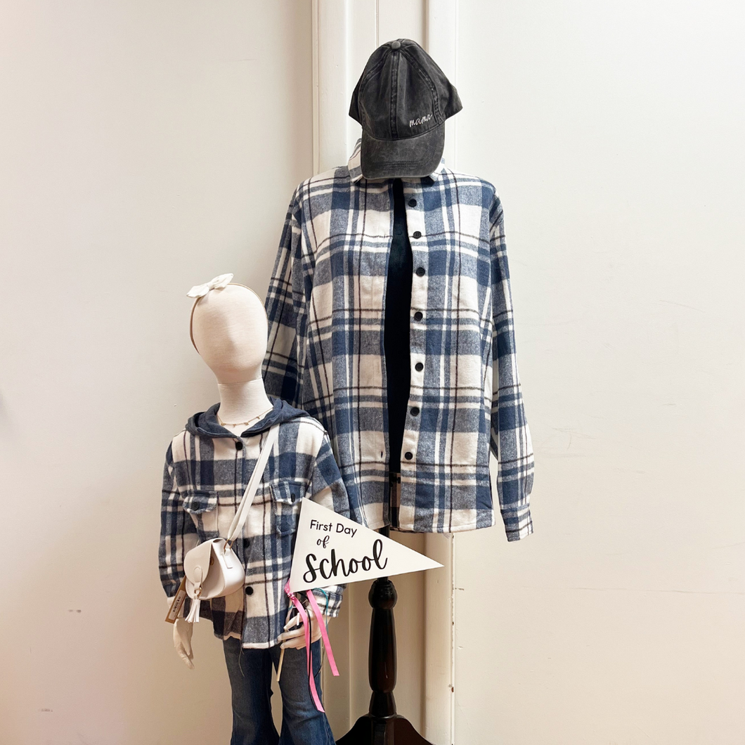 Navy Plaid Flannel - Adult (OVERSIZE FIT)