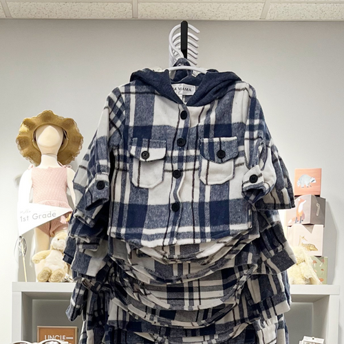 Navy Plaid Flannel - Baby