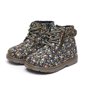 Floral Boots - Navy