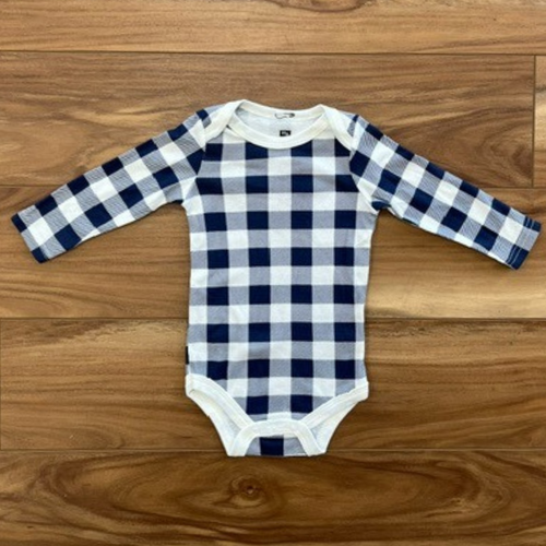Navy Plaid Long Sleeve Bodysuit