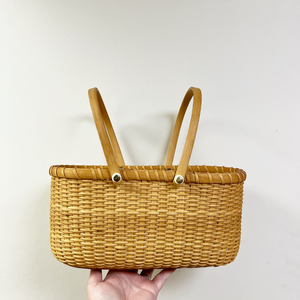 Light Brown Oval Basket with Two Handles