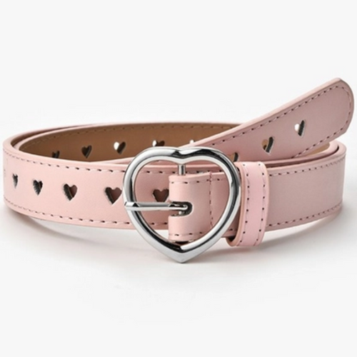 Heart Belt with Silver Clasp - Pink