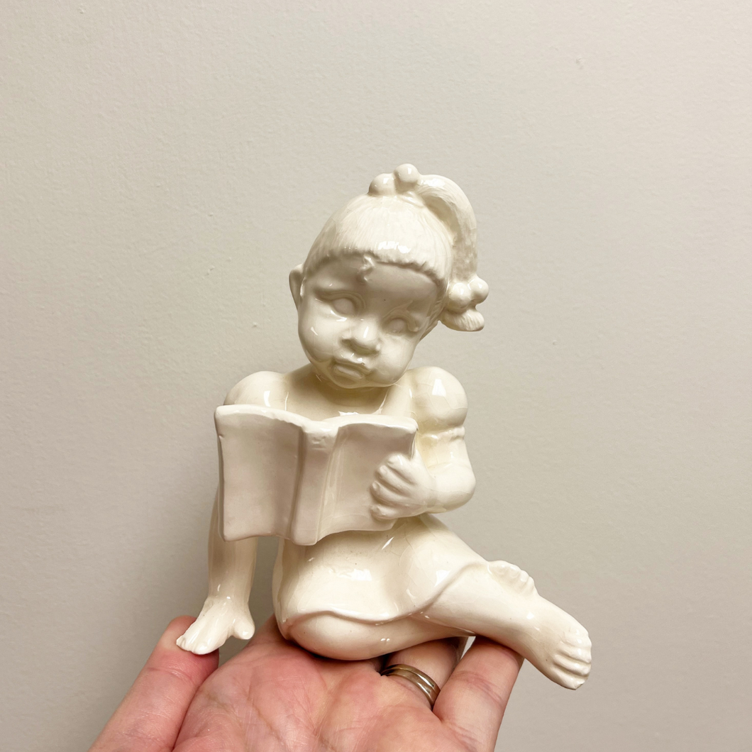 Reading Girl Ceramic Trinket