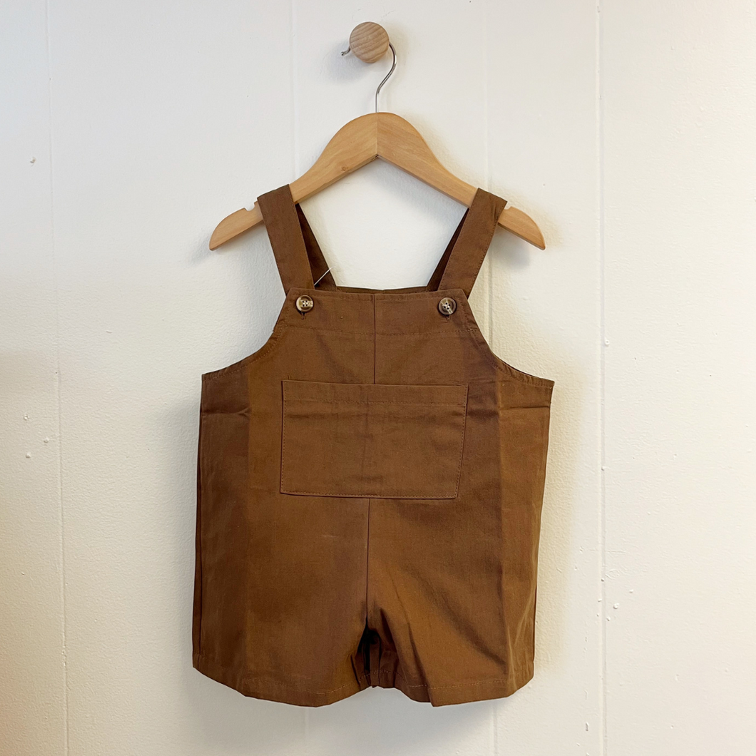 Relaxed Overalls with Pocket - Coffee