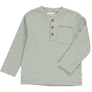 Ribbed Henley - Heathered Muted Sage