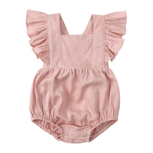 Ruffle Sleeve Romper - Soft Pink