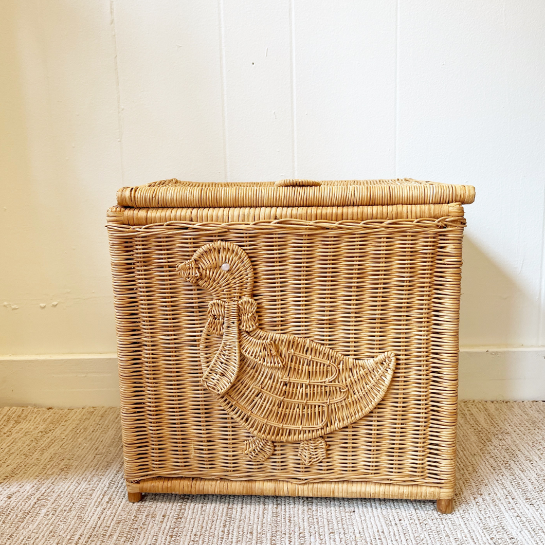 Preloved/Vintage - Wicker Toy Box with Duck Detail