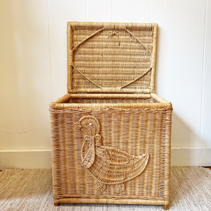 Preloved/Vintage - Wicker Toy Box with Duck Detail