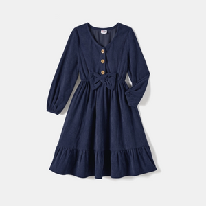 Soft Ribbed Navy Dress - Toddler