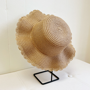 Straw Sun Hat with Scallop Edge - Natural