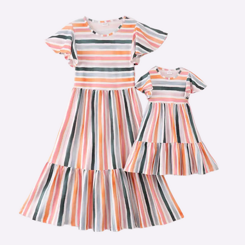 Striped Print Dress - Adult