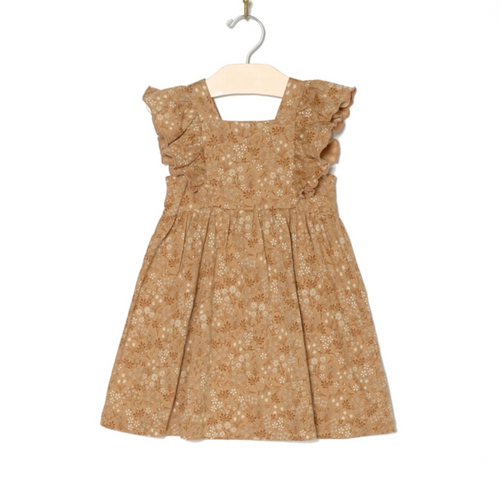 Toddler Dress with Gold Floral Pattern