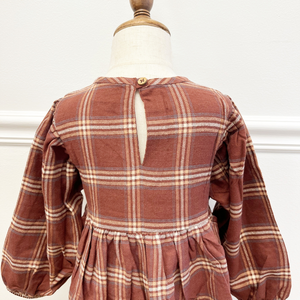 Fall Flannel Puff Sleeve Dress