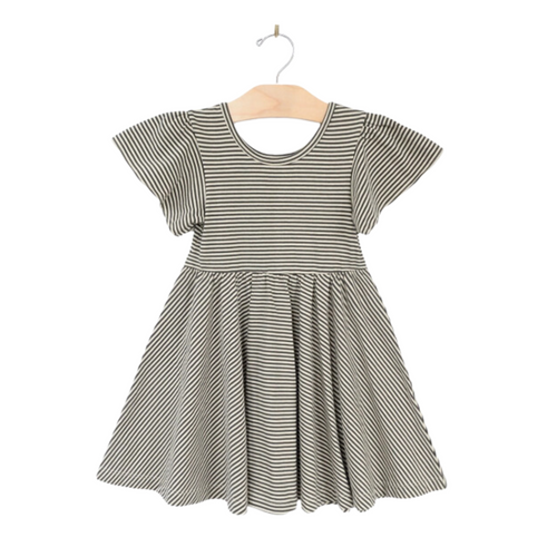 Twirl Dress - Striped Charcoal