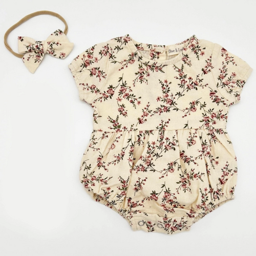 Floral Baby Girl Romper and Headband Set
