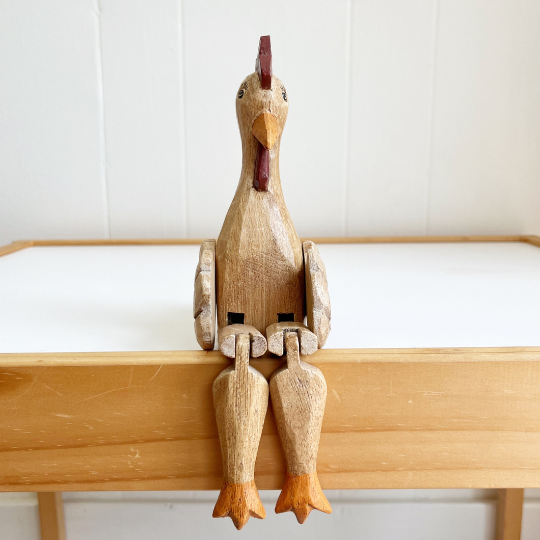 Wooden Sitting Chicken Shelf Decoration
