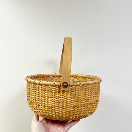 Basket with Wood Base and Handle