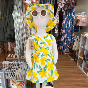 Dress and Hat Set - Yellow Floral