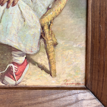 Load image into Gallery viewer, Vintage Framed Girl Eating Snack Art - Preloved/Vintage Collection