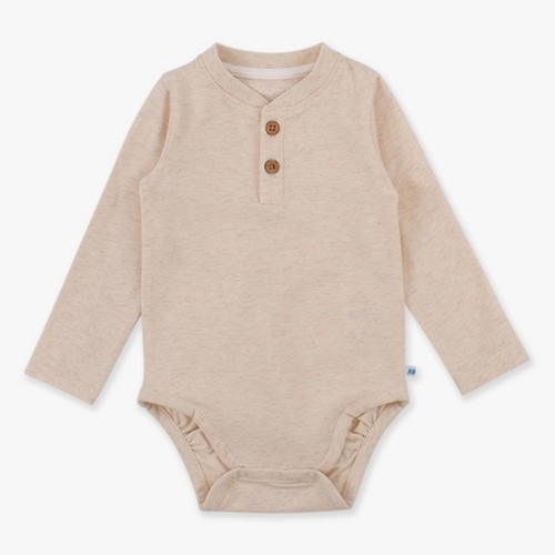 Henley Long Sleeve Bodysuit - Heather Oatmeal