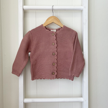 Load image into Gallery viewer, Scallop Edge Knit Cardigan - Dusty Pink