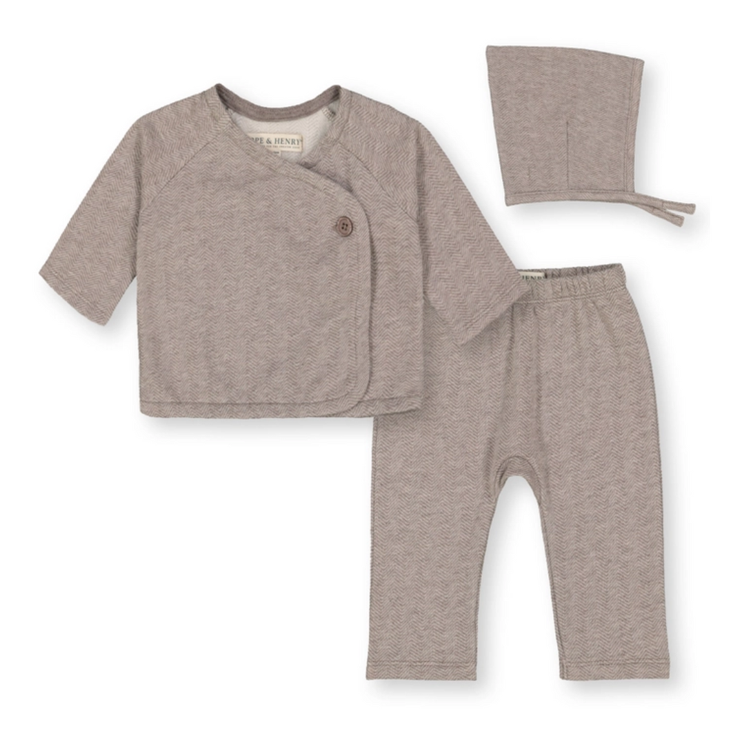 Baby Outfit - 3 Piece - Herringbone Fleece